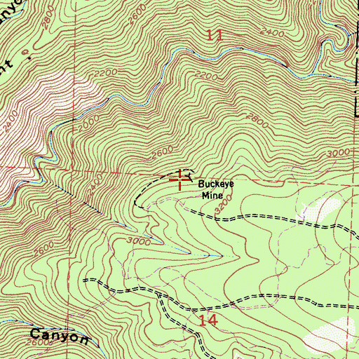 Topographic Map of Buckeye Mine, CA
