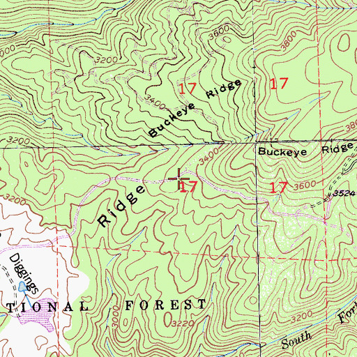 Topographic Map of Buckeye Ridge, CA