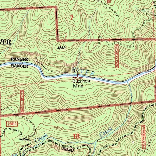 Topographic Map of Buckhorn Mine, CA