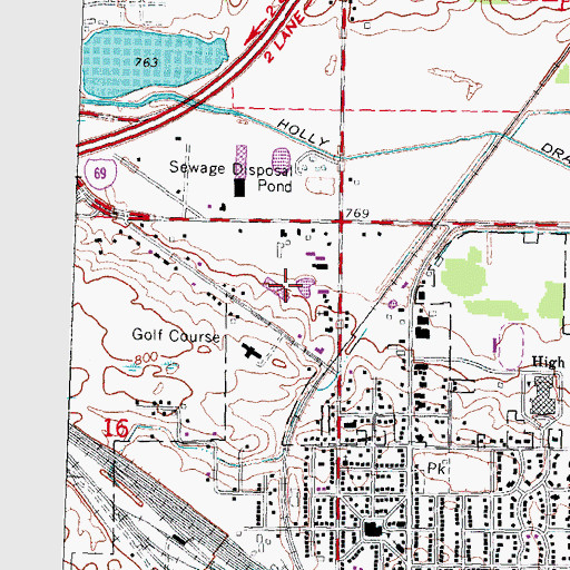 Topographic Map of Monroe Plaza, MI