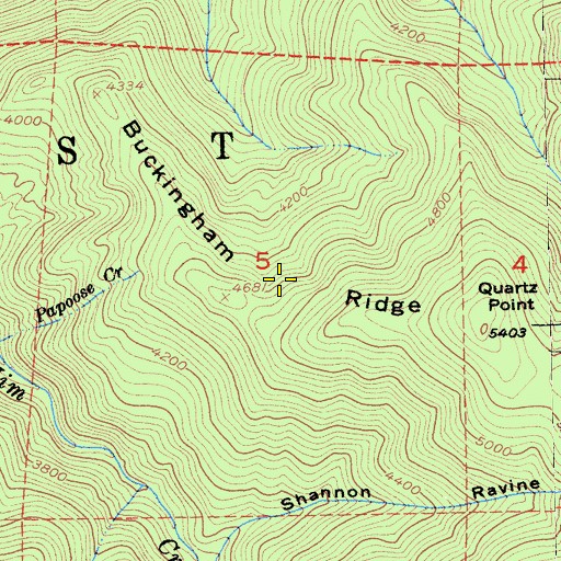 Topographic Map of Buckingham Ridge, CA