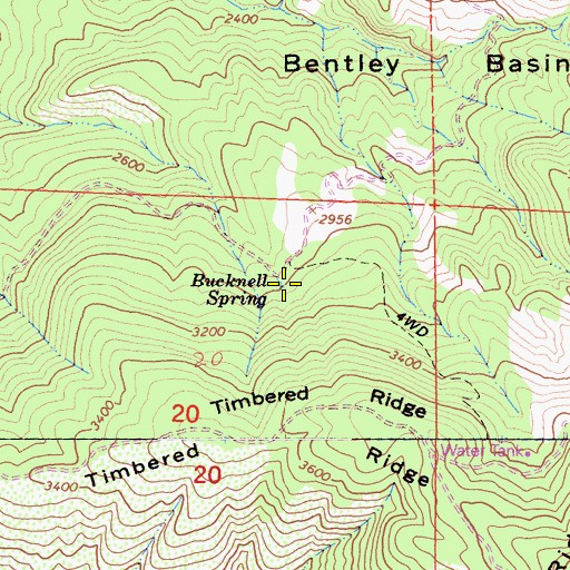 Topographic Map of Bucknell Spring, CA
