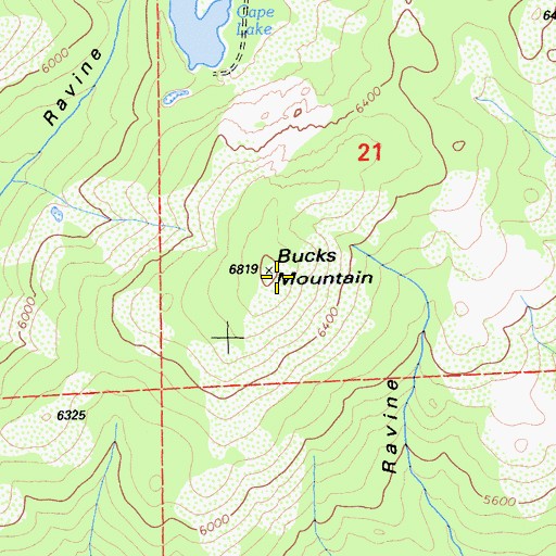 Topographic Map of Bucks Mountain, CA
