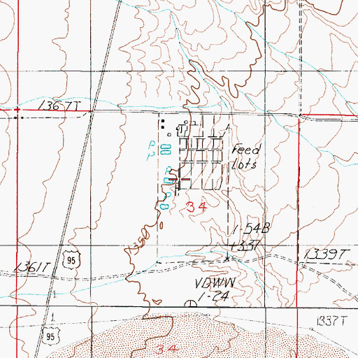 Topographic Map of Sandhill Feedlot, NV