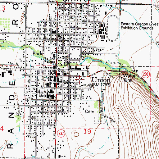 Topographic Map of Union Rural Fire Protection District, OR