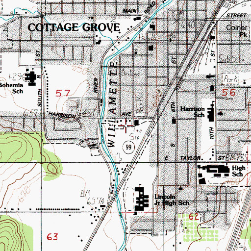 Topographic Map of South Lane County Fire and Rescue Station 2 - 1, OR