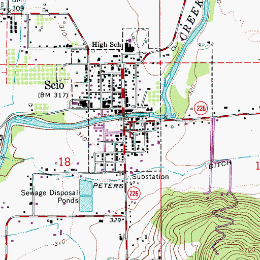 Topographic Map of Scio Rural Fire Protection District Station 91, OR