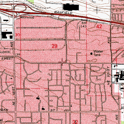 Topographic Map of Gresham Fire and Emergency Services Station 74, OR