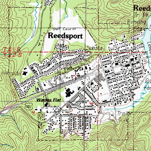 Topographic Map of Reedsport Volunteer Fire Department Station 2, OR