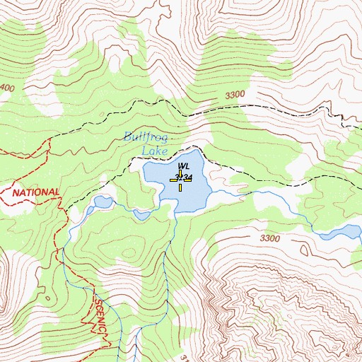 Topographic Map of Bullfrog Lake, CA