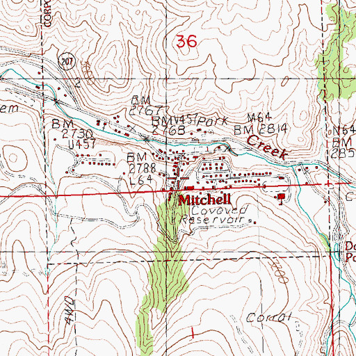 Topographic Map of Mitchell Volunteer Fire Department, OR