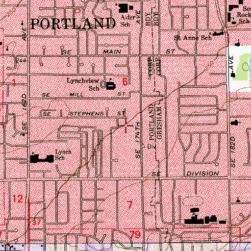 Topographic Map of Portland Fire and Rescue Station 31 Rockwood, OR