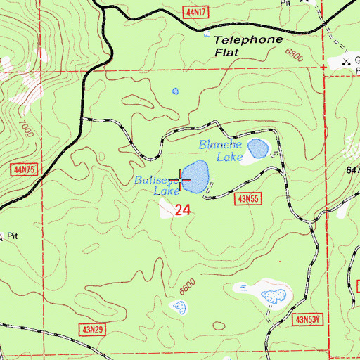 Topographic Map of Bullseye Lake, CA