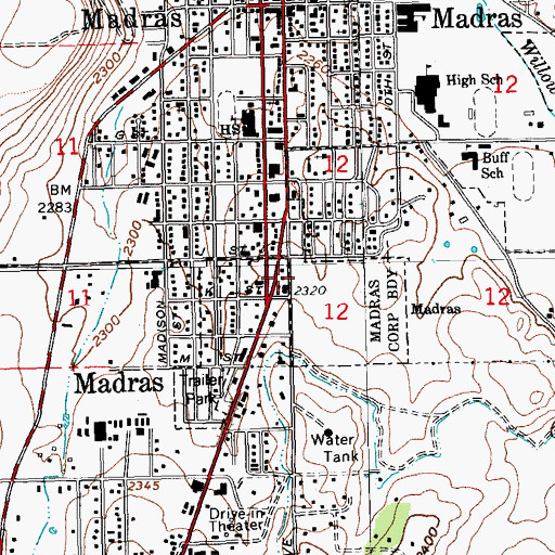 Topographic Map of Jefferson County Fire District 1, OR