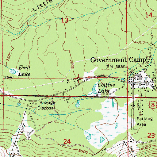 Topographic Map of Hoodland Fire District 74 Government Loop Station, OR