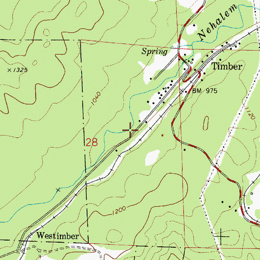 Topographic Map of Banks Fire Protection District 13 Timber Station, OR