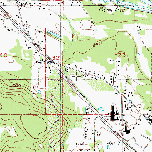 Topographic Map of Lebanon Fire District Station 33, OR