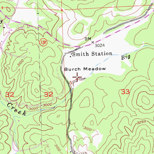 Topographic Map of Burch Meadow, CA