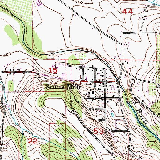 Topographic Map of Silverton Fire District Station 8 Scotts Mills, OR
