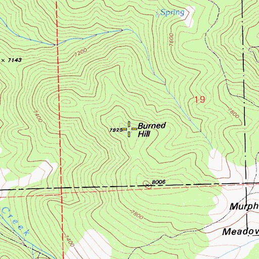 Topographic Map of Burned Hill, CA