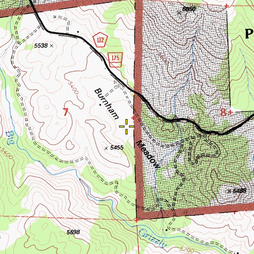 Topographic Map of Burnham Meadow, CA