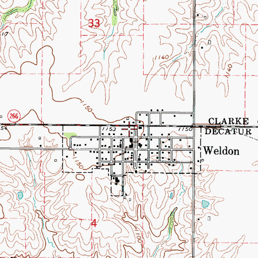 Topographic Map of Weldon Fire Department, IA