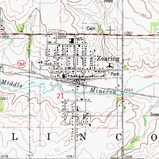 Topographic Map of Zearing Fire Department, IA