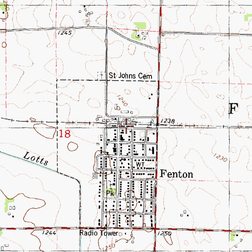 Topographic Map of Fenton Volunteer Fire Department, IA