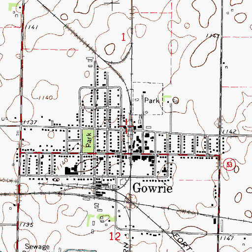 Topographic Map of Gowrie Fire Department, IA