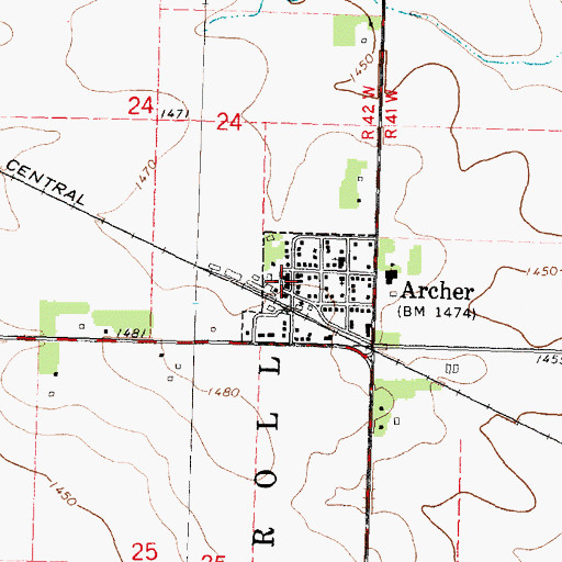 Topographic Map of Archer Volunteer Fire Department, IA