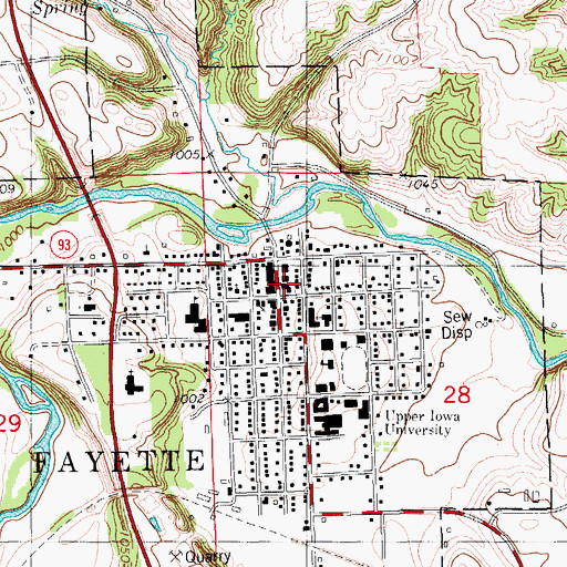 Topographic Map of Fayette Fire Department, IA