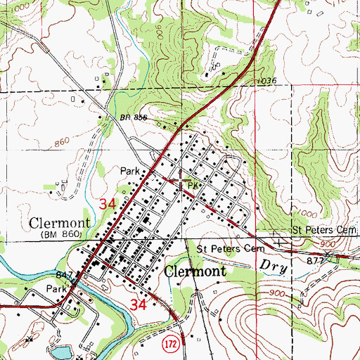 Topographic Map of Clermont Fire Department, IA