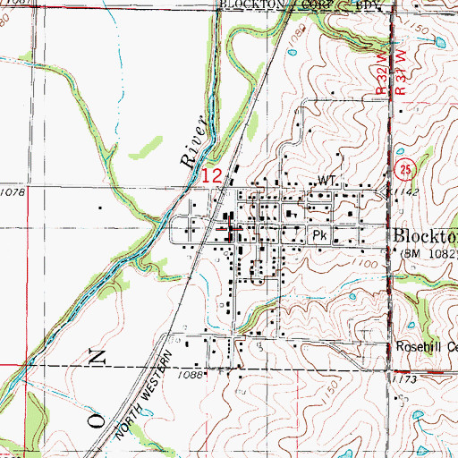 Topographic Map of Blockton Fire Department and Ambulance Service, IA