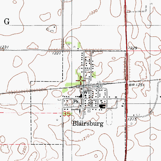 Topographic Map of Blairsburg Fire Department, IA