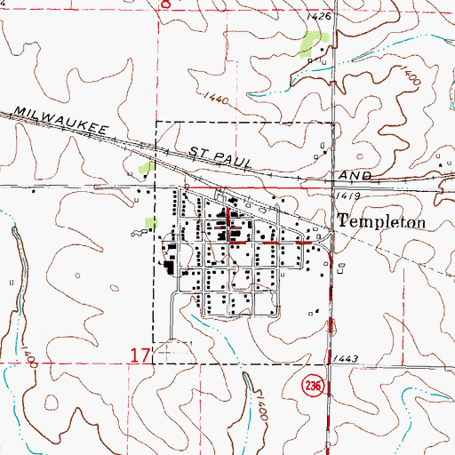 Topographic Map of Templeton Fire Department, IA