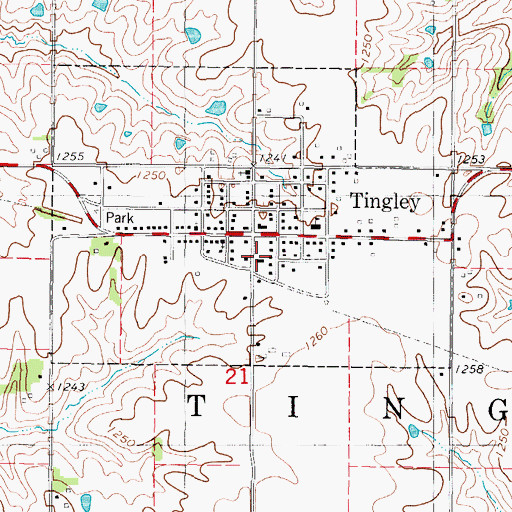 Topographic Map of Tingley Fire Department, IA
