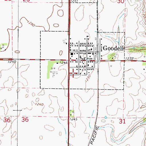 Topographic Map of Goodell Fire Department, IA