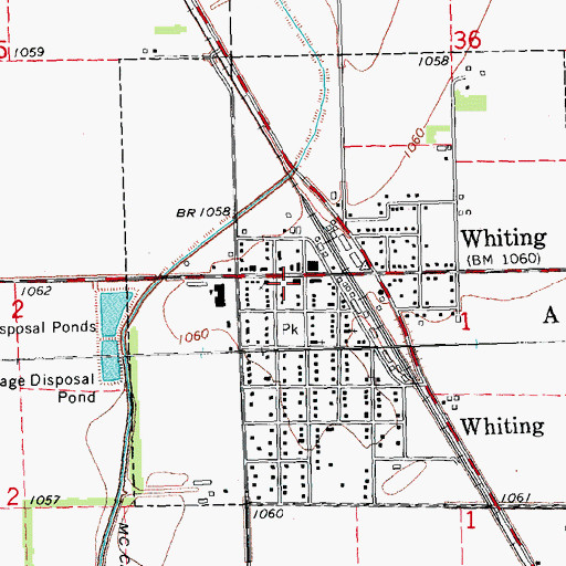 Topographic Map of Whiting Volunteer Fire Department, IA