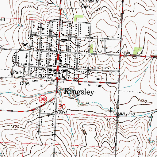 Topographic Map of Kingsley Fire Department, IA