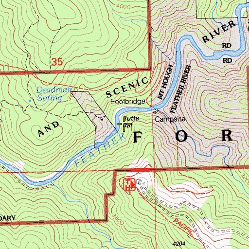 Topographic Map of Butte Bar, CA