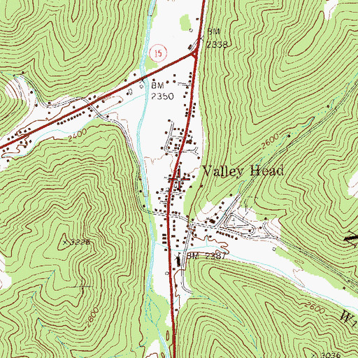 Topographic Map of Valley Head Volunteer Fire Department, WV