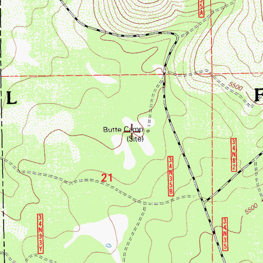 Topographic Map of Butte Camp, CA