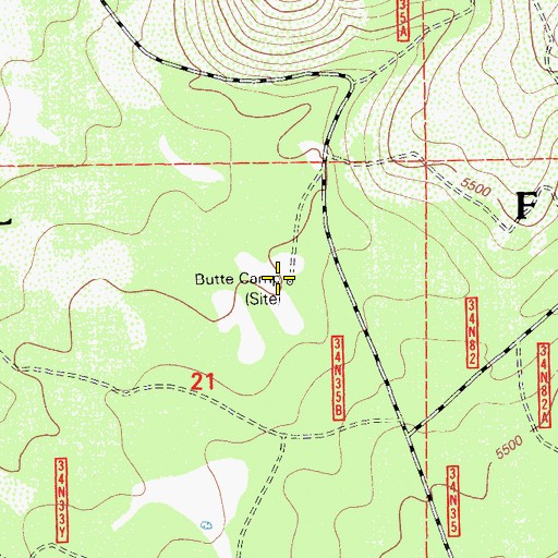 Topographic Map of Butte Camp, CA