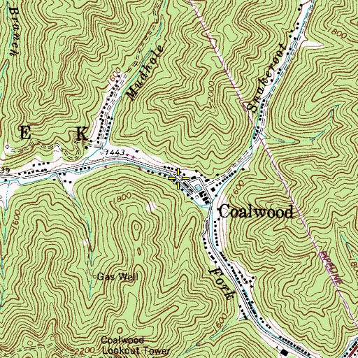 Topographic Map of Coalwood - Caretta Volunteer Fire Department, WV