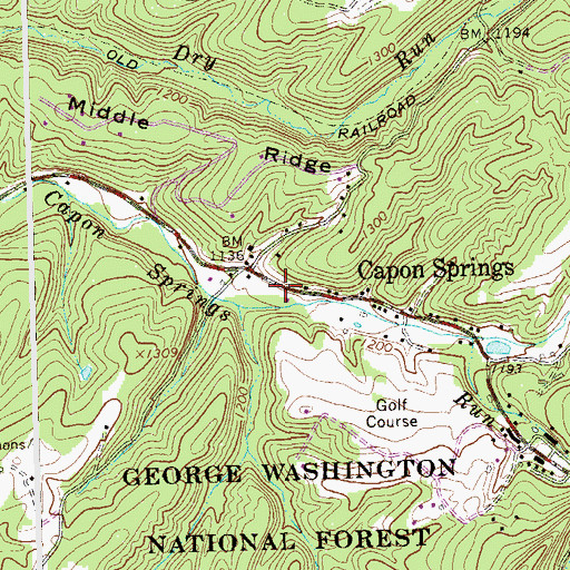 Topographic Map of Capon Springs Volunteer Fire and Rescue Company, WV