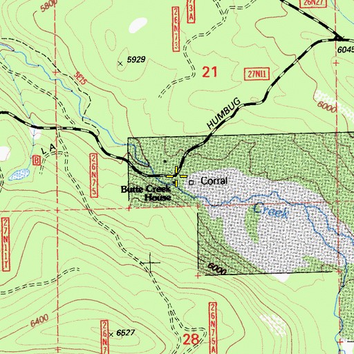 Topographic Map of Butte Creek House, CA