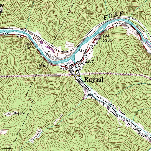 Topographic Map of Raysal Volunteer Fire Department, WV