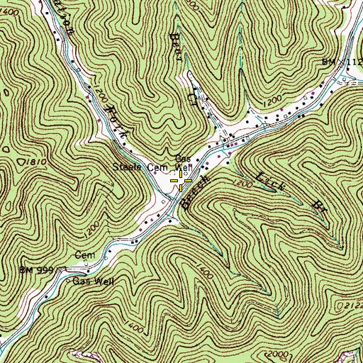 Topographic Map of Beech Creek Volunteer Fire Department, WV