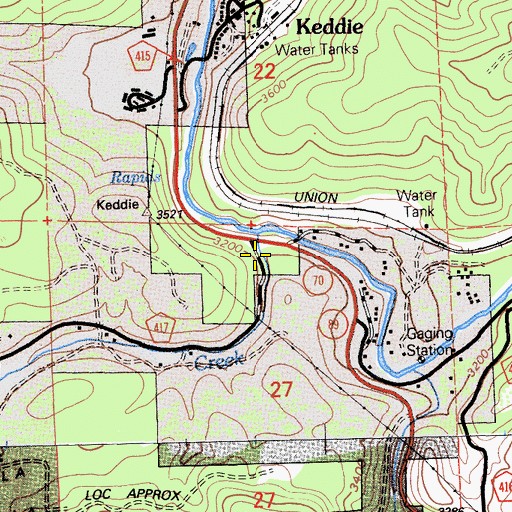 Topographic Map of Butterfly Creek, CA