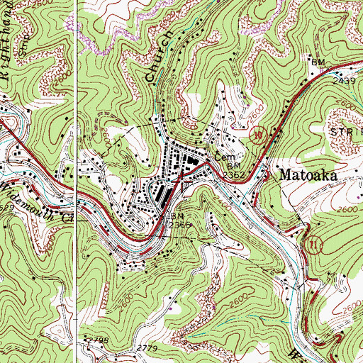 Topographic Map of Matoaka Volunteer Fire Department Station 1, WV